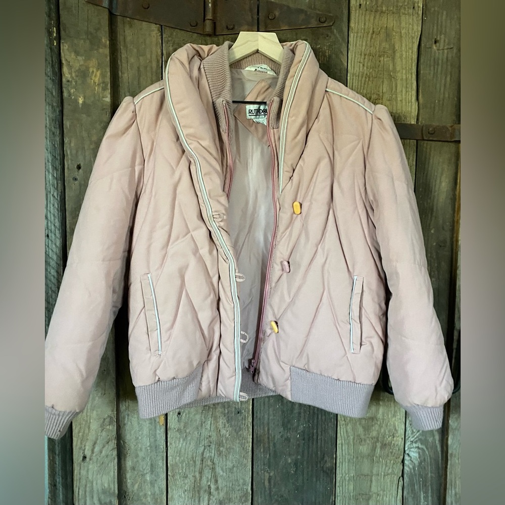 Ruth Douglas 1980s Size Large Light Pink RARE Puffer Coat Stranger Things